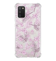 Samsung Galaxy A02s Uyumlu Köşe Korumalı Antişok Kapak Floral Pudra Tasarımlı Şeffaf  Kılıf
