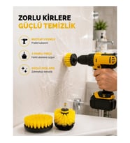 Mey İthalat® 3’lü Matkap Ucu Fırça Seti – Derinlemesine Temizlik, Tüm Yüzeylerle Uyumlu Yeni Nesil