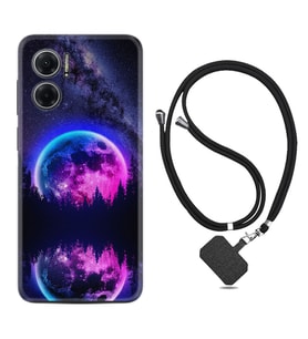 Xiaomi Redmi Note 11E Kılıf Silikon Boyun Askılı İpli Desenli Silikon Star Planet 1652