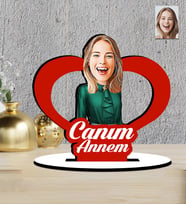 Anneler Günü Hediyesi Kalp  Tasarımlı Karikatür   Mdf  Biblo (Çok Renkli)