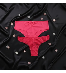 Kadın 2 li Dantelli Slip Hipster Külot Set BB2155