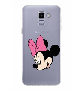 Samsung Galaxy J6 Kapak Minnie Mouse Tasarımlı Şeffaf Silikon Kılıf