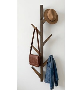 O&a Wood Doğal Ahşap Vestiyer, Dekoratif 6 Askılı Portmanto, Vintage Elbise Askısı Ceviz