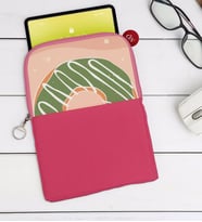 BK Gift Donut Tasarımlı Taşınabilir Koruyucu Tablet Kılıfı & Organizer Çanta - Pembe-1