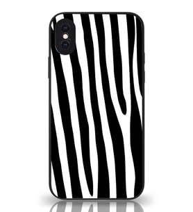 PrintiFy Apple iPhone XS Kamera Korumalı Zebra Desenli Cam Kapak Siyah