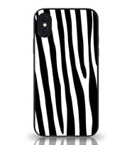 PrintiFy Apple iPhone XS Kamera Korumalı Zebra Desenli Cam Kapak Siyah