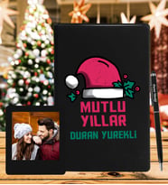 Yılbaşı İçin Kişiye Tasarım Özel Defter Kalem & Instagram Çerçeve Hediye Seti