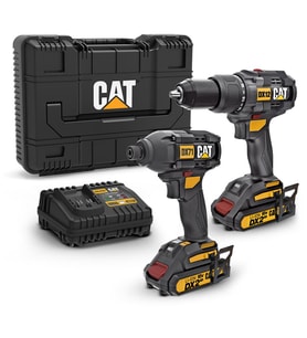 CAT DX12K 18Volt/2.0Ah Li-ion Çift Akülü Kömürsüz Profesyonel Darbeli Matkap+DX71 Kömürsüz Darbeli Tornavida Kombo Set