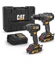 CAT DX12K 18Volt/2.0Ah Li-ion Çift Akülü Kömürsüz Profesyonel Darbeli Matkap+DX71 Kömürsüz Darbeli Tornavida Kombo Set