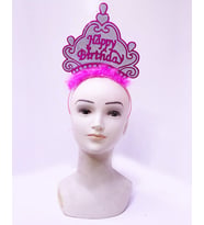 Happy Birthday Neon Pembe Renk Doğum Günü Tacı 24x15 cm (5343)
