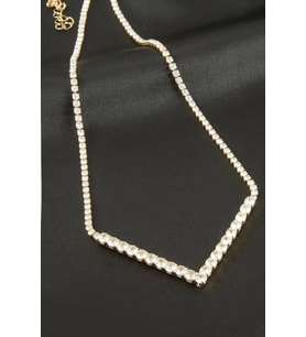 Üçgen Tamtur Zirkon Taşlı Lüks Kolye 4 mm (Sarı)