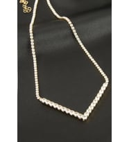 Üçgen Tamtur Zirkon Taşlı Lüks Kolye 4 mm (Sarı)
