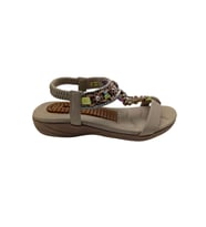 Voyager - 9639  Kadın Hakiki Deri Ortopedik Sandalet - BEJ - 39