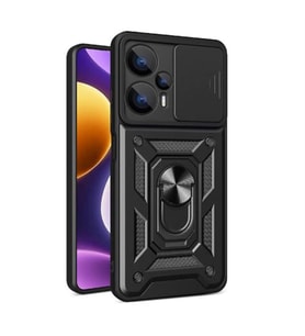 Coverzone Xiaomi Poco F5 ?le Uyumlu PhoenixShield Kamera Korumal? Kapak Tam Koruma Manyetik Vega Kapak Siyah