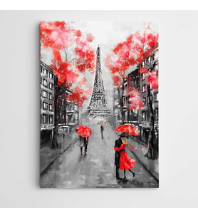 Şemsiyeler ve Paris Modern Sanat Kanvas Tablo