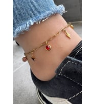 Renkli Zirkon Taşlı Şimşek Model Kadın Çelik Halhal