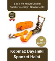 Çok Amaçlı Kopmaz Dayanıklı Kancalı Güvenli Sabitleme Gırgır Yük Gerdirme Kiti Spanzet Halat 10 mt