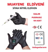 Hemşire Muayene Siyah Nitril Dolphin Eldiveni 100 Adet