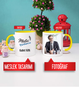 Müdür Yardımcısı Kupa Bardak Sarı Fotoğraflı