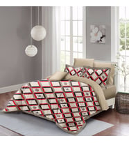 MonoHome Geometric Design Çift Kişilik Nevresim Takımı 3D Pamuk Saten (Kahverengi)