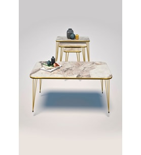 Zigon Sehpa Kr Ve Orta Sehpa Kr Set Çift Gold Efes Tel 1112
