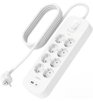 Belkin 8'Li Çoklu Priz, Yüksek Gerilim Korumalı, Duvara Montaj, 8 Priz, 2 M Güç Kablosu, Yeşil Işıkl
