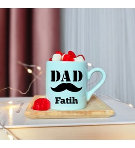 DAD ( BABA ) Tasarımlı Kişiye Özel Yeşil Türk Kahvesi Fincanı