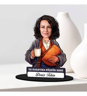 Anneye Hediye Rahatına Düşkün Anne Karikatürlü Biblo