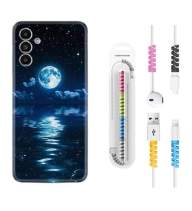 Samsung A23 A31 A32 A50 A51 A52 A53 A70 Kılıf Kablo Koruma Spiral Silikon Night Moon 1133