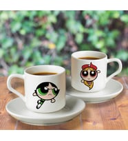 Power Puff Girl Tasarımlı Türk Kahvesi Fincanı Seti İkili