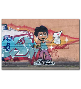Cakatablo Siyahi Kız Grafiti Duvar Boyama MDF Tablo