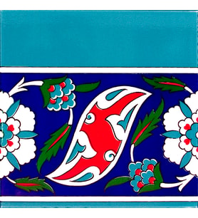 Armada Çini 20x20 Cm KS 21 İznik Rumi Desenli Seramik Çini Bordür