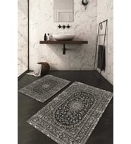 Dijital Baskılı Kaymaz Taban Yıkanabilir 2'li Klozet Takımı Banyo Paspası NDKZ-HT-1481 (Gri)