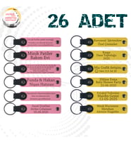 Pembe & Sarı, 26’lı Set, İsim Yazılabilen Deri Anahtarlık, Doğa Turu Ekibine Özel Sürpriz