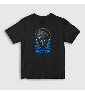 Presmono Unisex Çocuk Siyah Sub Zero V3 Mortal Kombat T-Shirt 147912tt