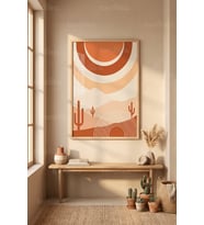 Çöl Güneşi Minimalist 1. Kalite Ahşap Çerçeveli Tablo