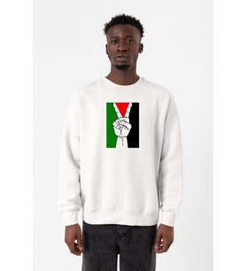 Free Hand Palestine Flag Beyaz Erkek 2ip Sweatshirt