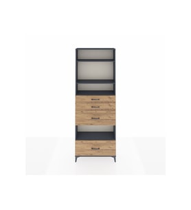 Arges Dolap 4 Raflı 4 Çekmeceli 88x30x243 Antrasit-Çam