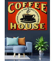 Coffee House Retro Tabela Dekoratif Kanvas - Mdf Ahşap Tablo
