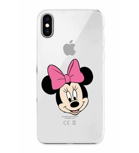 Apple iPhone XS Uyumlu Kamera Korumalı Tıpalı Kapak Minnie Mouse TasarımlıŞeffaf Kılıf