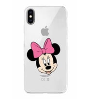 Apple iPhone XS Uyumlu Kamera Korumalı Tıpalı Kapak Minnie Mouse TasarımlıŞeffaf Kılıf