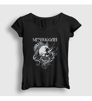 Presmono Kadın Siyah Spine Head Meshuggah T-Shirt 164818tt