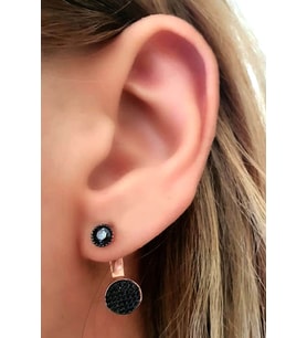 oniks taşlı gümüş rose earcuff küpe