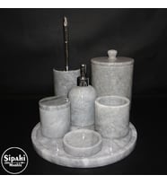 Sipahi Marble Gri Mermer 7'li Banyo Seti