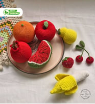 Sarı Yumak Amigurumi Meyve Seti - Organik Örgü Meyveler