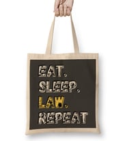 Eat Sleep Law Repeat Bez Çanta Uzun Saplı