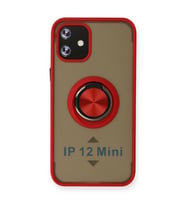 İphone 12 Mini Kılıf Montreal Yüzüklü Kapak - Kırmızı