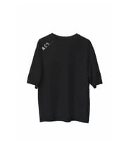 Unisex Bisiklet Yaka Baskılı Oversize T-Shirt - Siyah