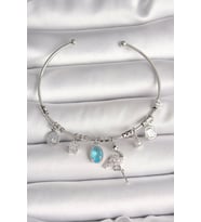 Pirinç Gümüş Renk Sallantı Zirkon Taşlı Filaminga Figür Charm Kadın Bileklik - TJ-BB6903