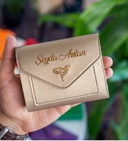 BK Gift Kişiye Özel İsimli Vegan Deri Mini Gold Kadın Cüzdanı, Sevgiliye Hediye, Anneye Hediye, Arkadaşa Hediye